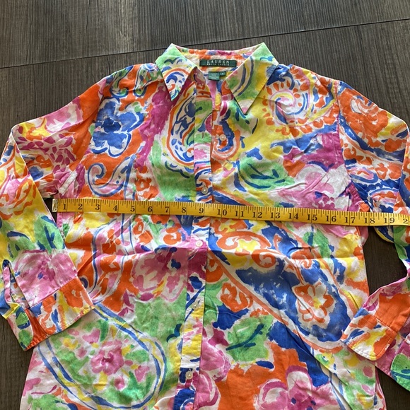 LAUREN RALPH LAUREN | watercolor floral print button down shirt - Picture 6 of 8